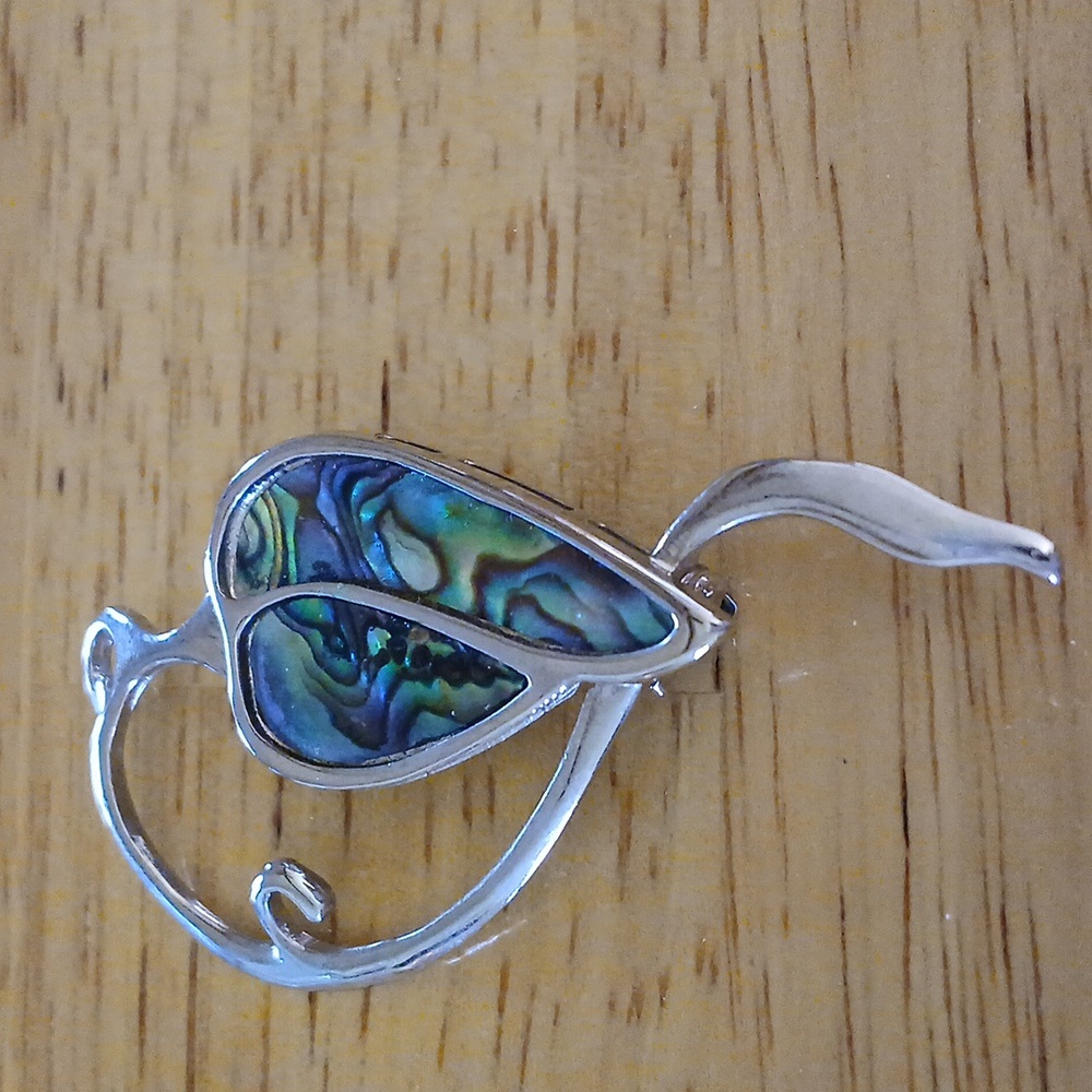 Elegant Silver and Abalone Shell Brooch